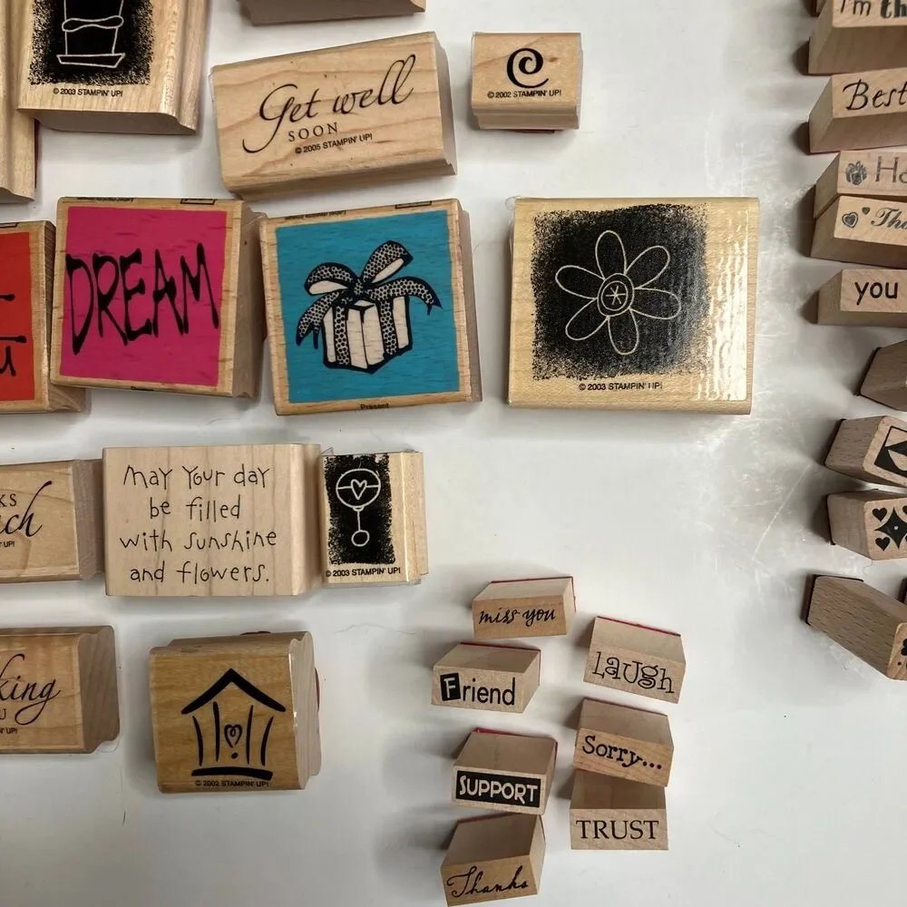 HUGE Lot Of Over 60 Miscellaneous Wooden Rubber Stamps Assorted